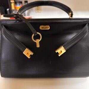 Tory Burch Black Satchel with Gold Details